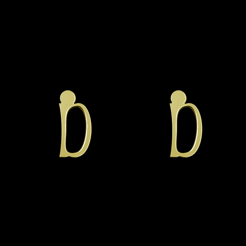 گوشواره طلا 18 عیار زنانه مدوپد مدل حرف D کد GA1-17124