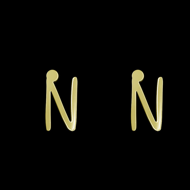 گوشواره طلا 18 عیار زنانه مدوپد مدل حرف N کد GA1-17186