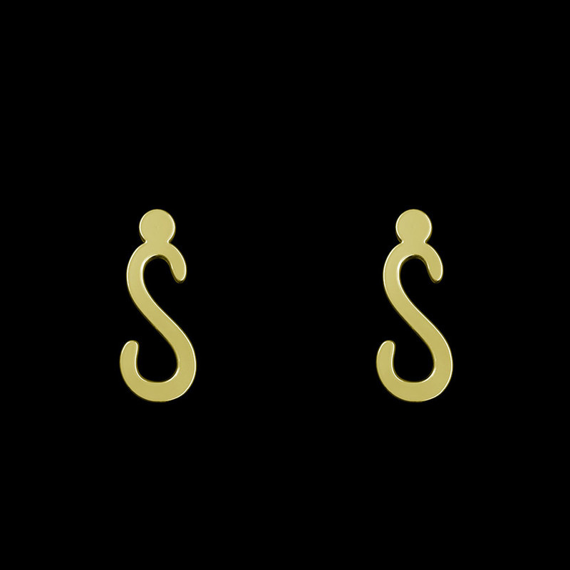 گوشواره طلا 18 عیار زنانه مدوپد مدل حرف S کد GA1-17191