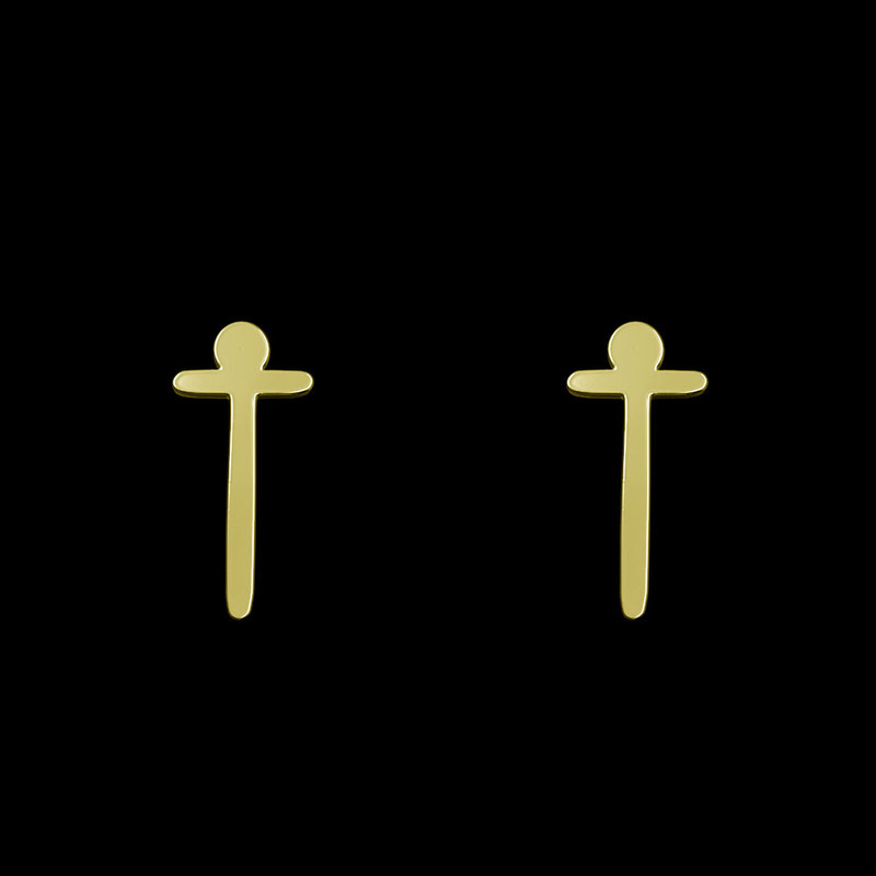 گوشواره طلا 18 عیار زنانه مدوپد مدل حرف T کد GA1-17192