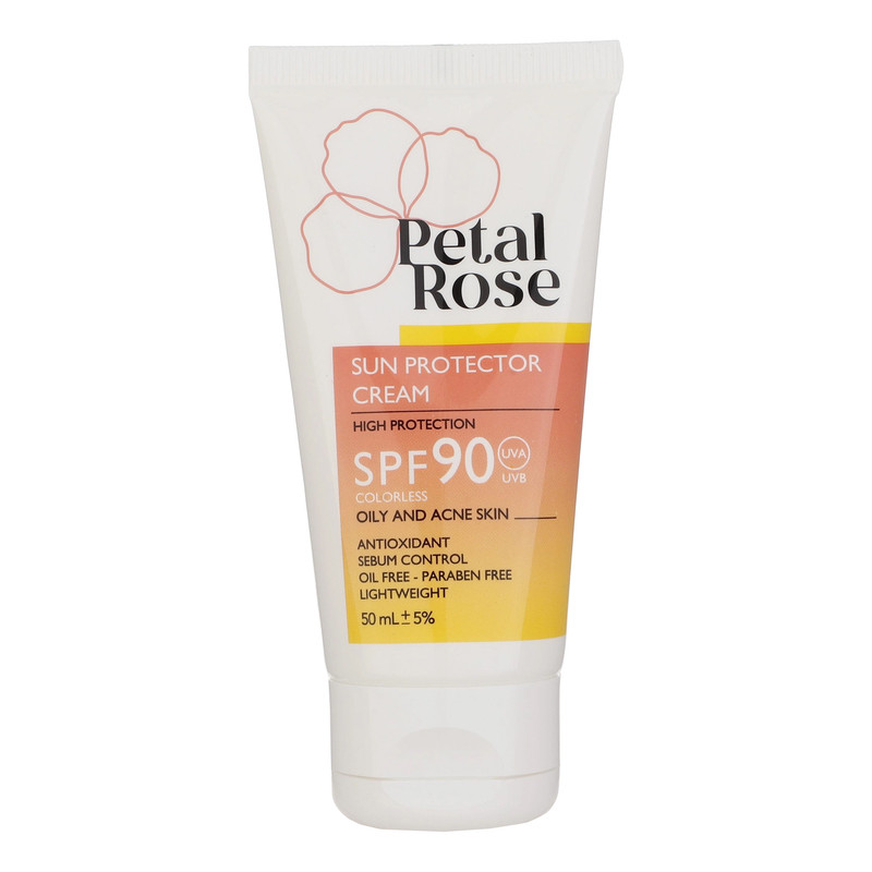 کرم ضد آفتاب بدون رنگ پتال رز SPF 90 مدل High Protection مناسب پوستهای چرب حجم 50 میلیلیتر کرم ضد آفتاب بدون رنگ پتال رز SPF 90 مدل High Protection مناسب پوستهای چرب حجم 50 میلیلیتر