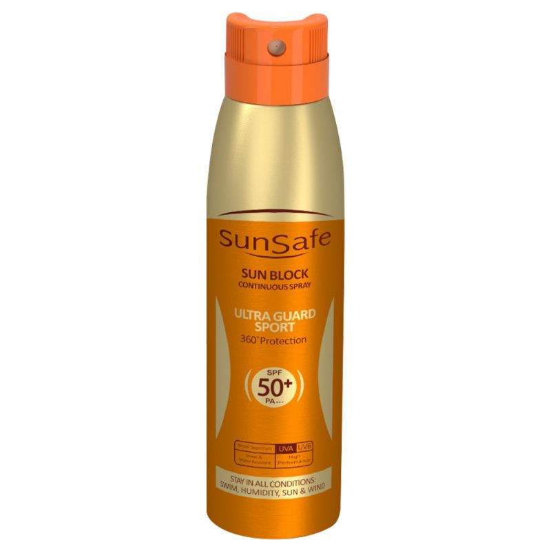اسپری ضد آفتاب بی رنگ سان سیف +SPF50 مدل Ultra Guard مناسب انواع پوست حجم 150 میلی لیتر اسپری ضد آفتاب بی رنگ سان سیف +SPF50 مدل Ultra Guard مناسب انواع پوست حجم 150 میلی لیتر