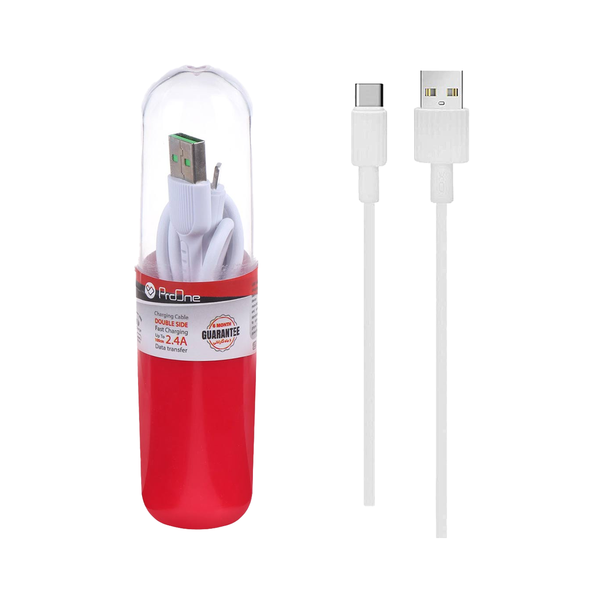 کابل تایپ سی پرووان مدل PCC385C طول 1 متر-سفید