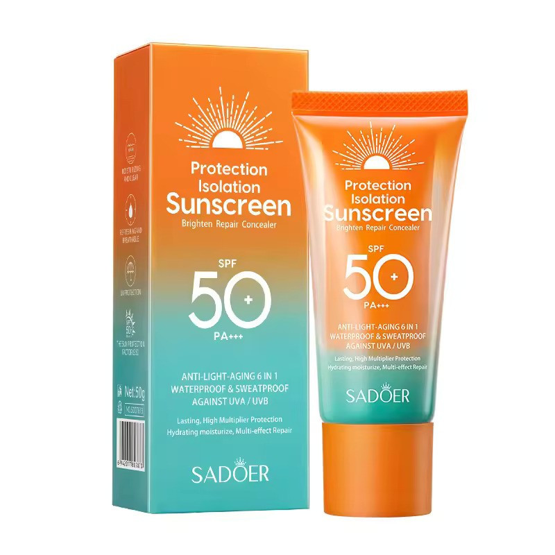 کرم ضد آفتاب بدون رنگ سادور SPF 50 مدل PI محافظ UVA ،UVB و PA+++، ضد حساسیت، ضد چروک و ضد پیری، مناسب انواع پوست  وزن 50 گرم