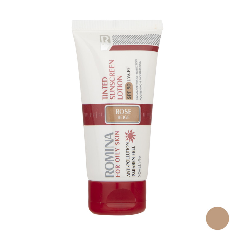 لوسیون ضد آفتاب رومینا مدل Rose Beige-90 حجم 50 میلی لیتر لوسیون ضد آفتاب رومینا مدل Rose Beige-90 حجم 50 میلی لیتر