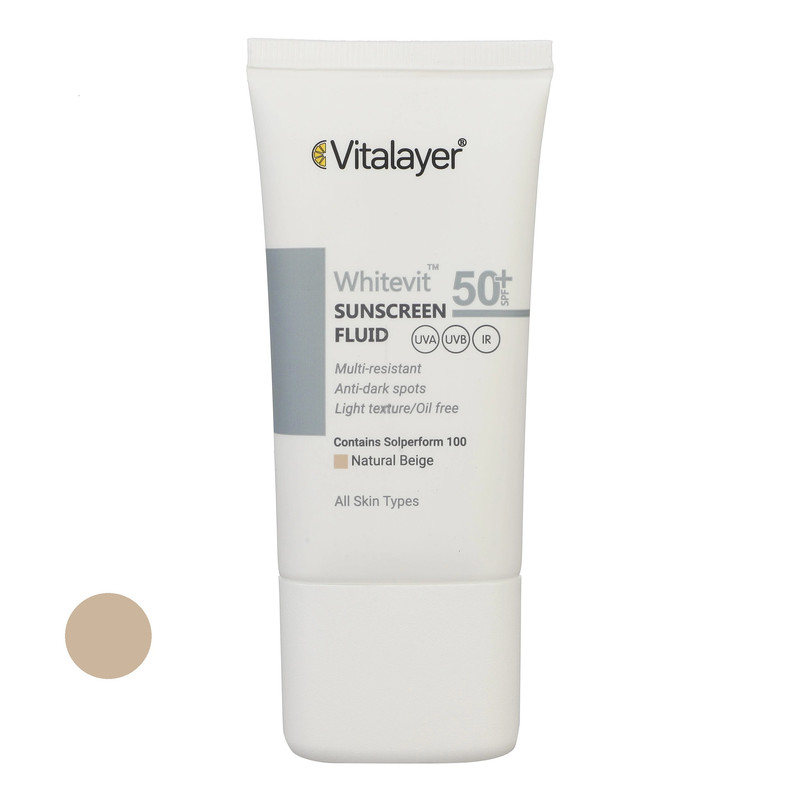 فلوئید ضدآفتاب رنگی ویتالیر SPF 50 مدل Whitevit مناسب انواع پوست حجم 50 میلی لیتر فلوئید ضدآفتاب رنگی ویتالیر SPF 50 مدل Whitevit مناسب انواع پوست حجم 50 میلی لیتر