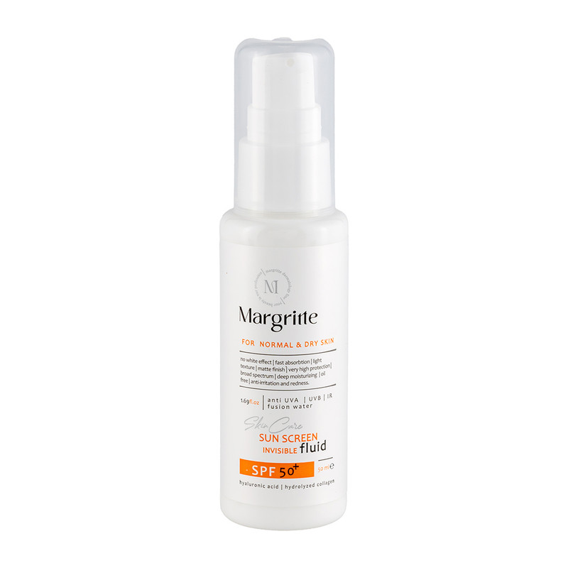 فلوئید ضد آفتاب بدون رنگ مارگریت SPF 50 مدل fusion Water محافظ UVA و UVB، ضد لک و روشن کننده، مناسب برای پوست های خشک و نرمال حجم 50 میلی لیتر فلوئید ضد آفتاب بدون رنگ مارگریت SPF 50 مدل fusion Water محافظ UVA و UVB، ضد لک و روشن کننده، مناسب برای پوست های خشک و نرمال حجم 50 میلی لیتر