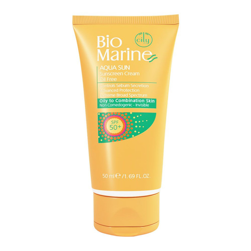 کرم ضد آفتاب بی رنگ بایومارین SPF50 مدل 01 مناسب پوست های چرب حجم 50 میلی لیتر کرم ضد آفتاب بی رنگ بایومارین SPF50 مدل 01 مناسب پوست های چرب حجم 50 میلی لیتر