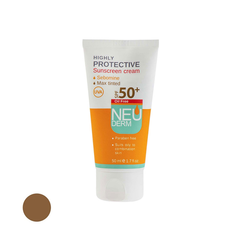 کرم ضد آفتاب رنگی نئودرم SPF 50 مدل Highly Protective Max Tinted محافظ UVA، مناسب پوستهای چرب و مختلط حجم 50 میلی لیتر کرم ضد آفتاب رنگی نئودرم SPF 50 مدل Highly Protective Max Tinted محافظ UVA، مناسب پوستهای چرب و مختلط حجم 50 میلی لیتر
