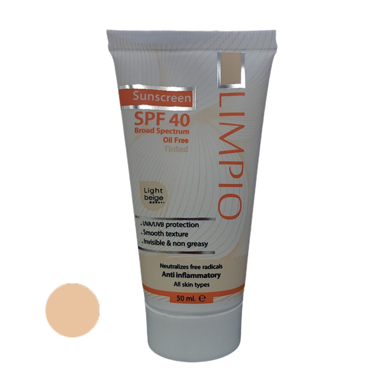کرم ضد آفتاب رنگی لیمپیو SPF 40 مدل UVA UVB مناسب انواع پوست ها حجم 50 میلیلیتر کرم ضد آفتاب رنگی لیمپیو SPF 40 مدل UVA UVB مناسب انواع پوست ها حجم 50 میلیلیتر