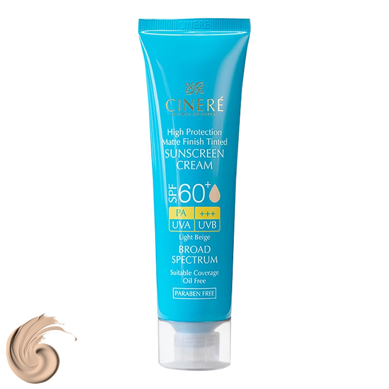 کرم ضدآفتاب رنگی سینره +SPF60 مدل 8411، مناسب پوستهای چرب، حجم 50 میلیلیتر