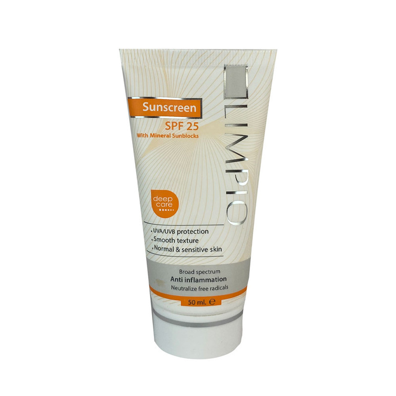 کرم ضد آفتاب بدون رنگ لیمپیو SPF 25 مدل UVA/UVB مناسب انواع پوست حجم 50 میلیلیتر کرم ضد آفتاب بدون رنگ لیمپیو SPF 25 مدل UVA/UVB مناسب انواع پوست حجم 50 میلیلیتر