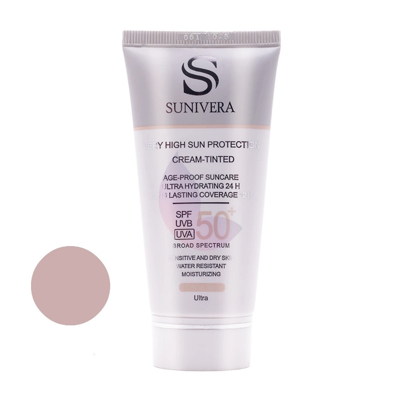 کرم ضد آفتاب رنگی سانیورا SPF 50 مدل 1.5 اولترا مناسب پوستهای خشک حجم 50 میلیلیتر