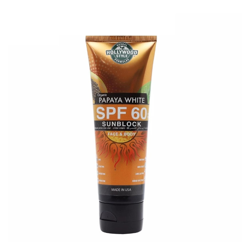 کرم ضد آفتاب بدون رنگ هالیوود استایل SPF 60 مدل پاپایا مناسب انواع پوست حجم 100 میلیلیتر
