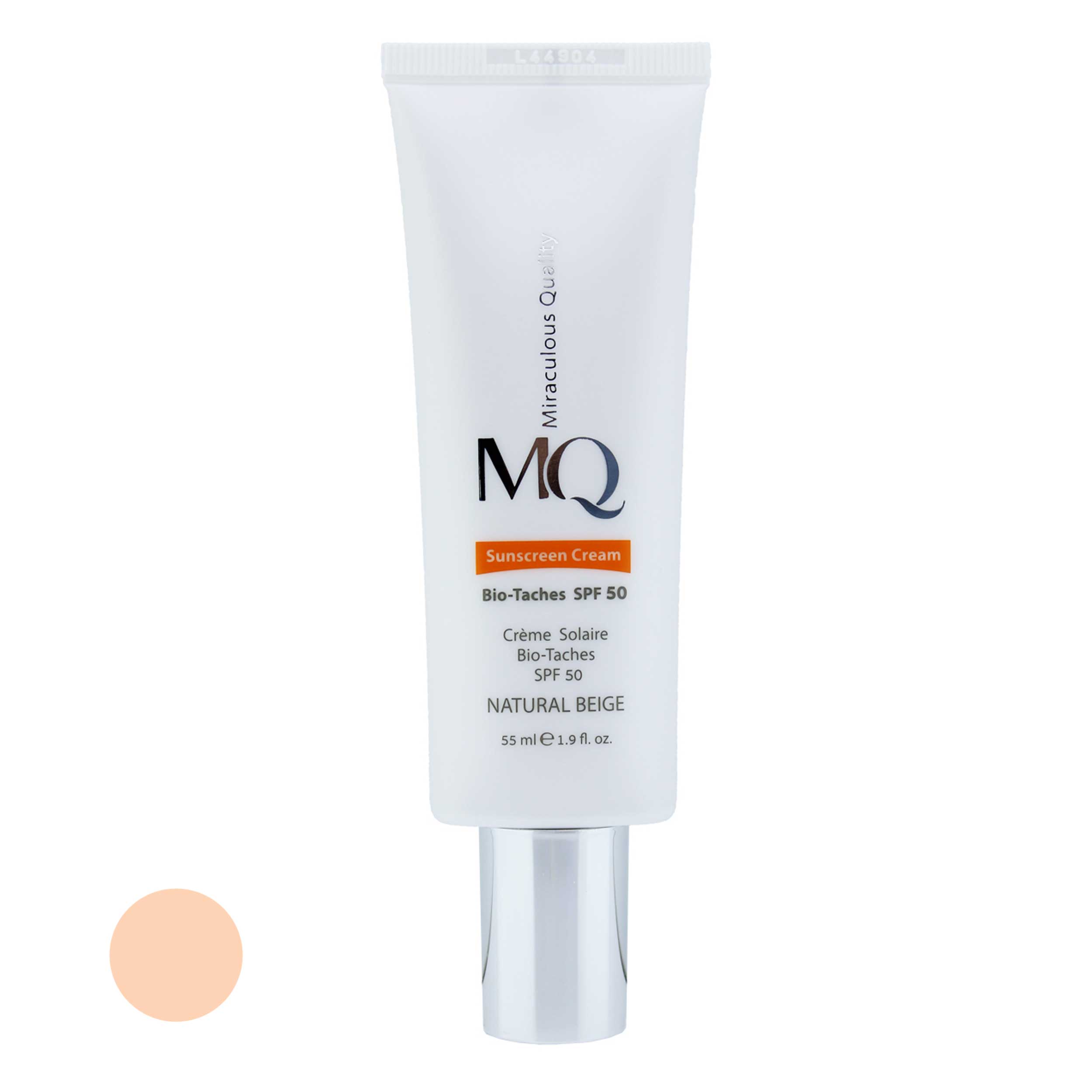 کرم ضدآفتاب رنگی ام کیو SPF50 مدل NATURAL BEIGE BIO TACHES مناسب انواع پوست، حجم 55 میلیلیتر کرم ضدآفتاب رنگی ام کیو SPF50 مدل NATURAL BEIGE BIO TACHES مناسب انواع پوست، حجم 55 میلیلیتر