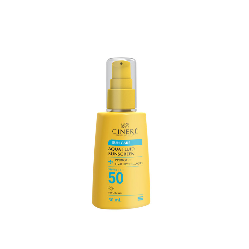فلوئید ضد آفتاب بیرنگ سینره، 50 SPF، مدل PREBIOTIC، مناسب پوستهای چرب با حجم 50 میلیلیتر، فاقد پارابن، محافظتکننده در برابر اشعههای UVA و PA ،UVB++++، دارای فرمولاسیون فاقد چربی و هیالورونیک اسید، با ماندگاری 2 ساعته