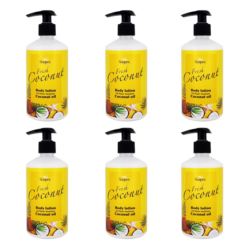 لوسیون بدن سوپکس مدل Coconut oil حجم 350 میلی لیتر مجموعه 6 عددی لوسیون بدن سوپکس مدل Coconut oil حجم 350 میلی لیتر مجموعه 6 عددی