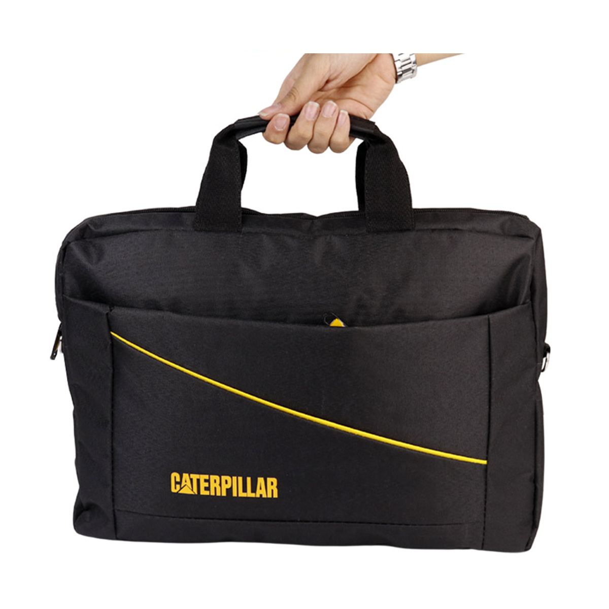 کیف لپ تاپ مدل Caterpillar خط زرد-مشکی