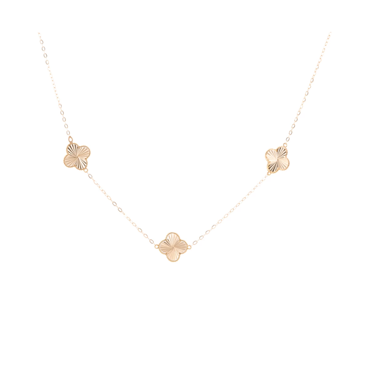 گردنبند طلا 18 عیار زنانه سور گلد گالری مدل ونکلیف سه گل تراش-1.61 گردنبند طلا 18 عیار زنانه سور گلد گالری مدل ونکلیف سه گل تراش-1.61