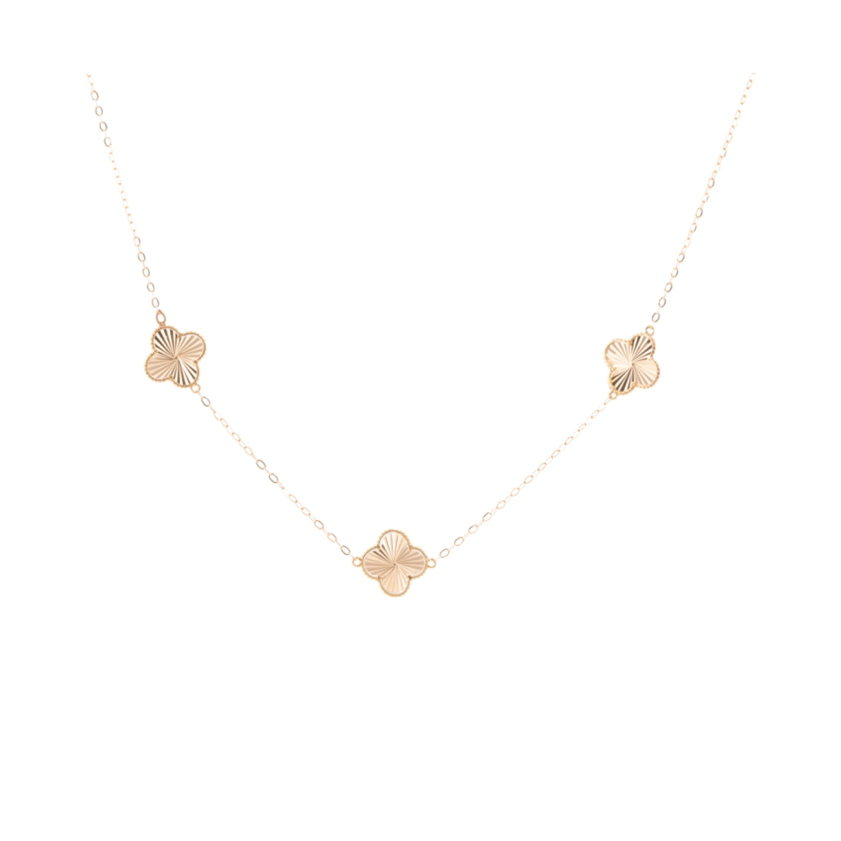 گردنبند طلا 18 عیار زنانه ونکلیف سه گل تراش-1.55
