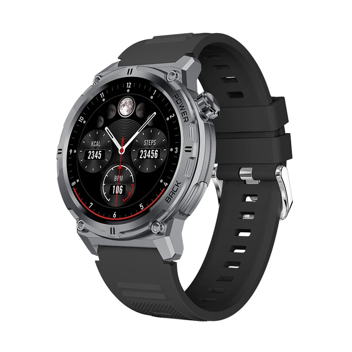 ساعت هوشمند وریتی مدل V-SM 25-بدنه نقره ای بند مشکی ساعت هوشمند وریتی مدل V-SM 25-بدنه نقره ای بند مشکی