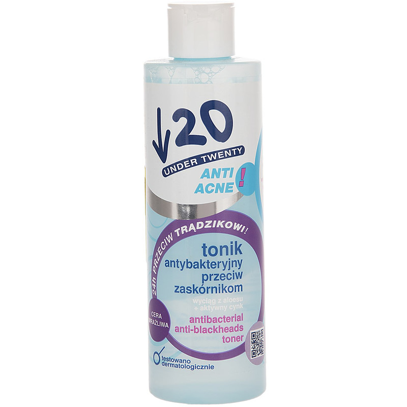 تونر پاک کننده پوست آندر 20 سری Anti Acne مدل Sensitive Skin حجم 200 میلی لیتر