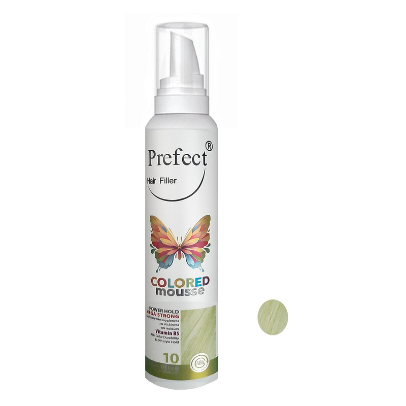 موس مو پرفکت هیر فیلر شماره 10 حجم 150 میلی لیتر رنگ زیتونی متالیک موس مو پرفکت هیر فیلر شماره 10 حجم 150 میلی لیتر رنگ زیتونی متالیک