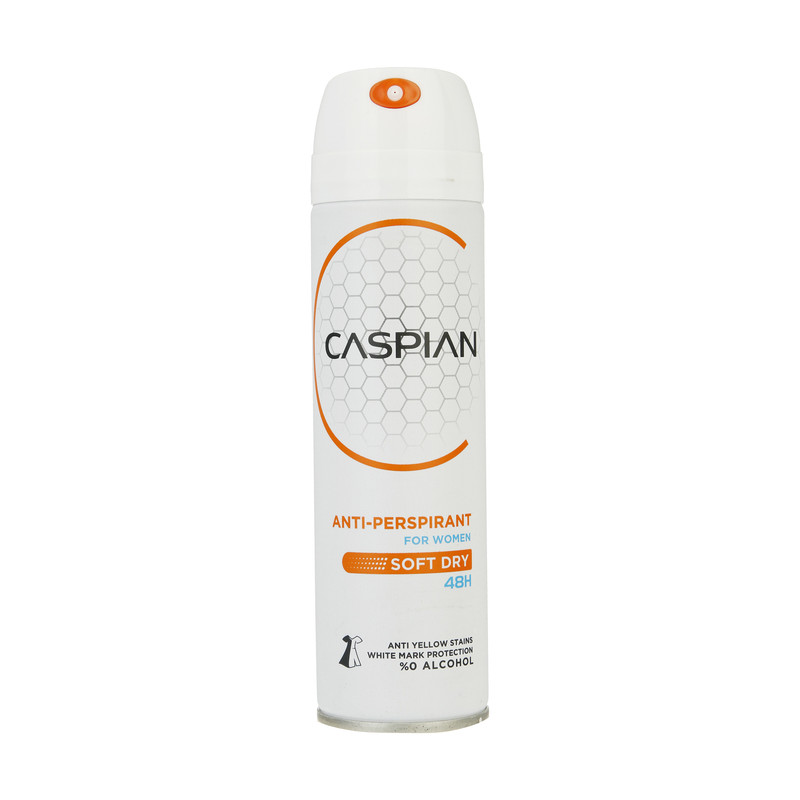 اسپری ضد تعریق زنانه کاسپین مدل soft dry حجم 150 میلی لیتر اسپری ضد تعریق زنانه کاسپین مدل soft dry حجم 150 میلی لیتر