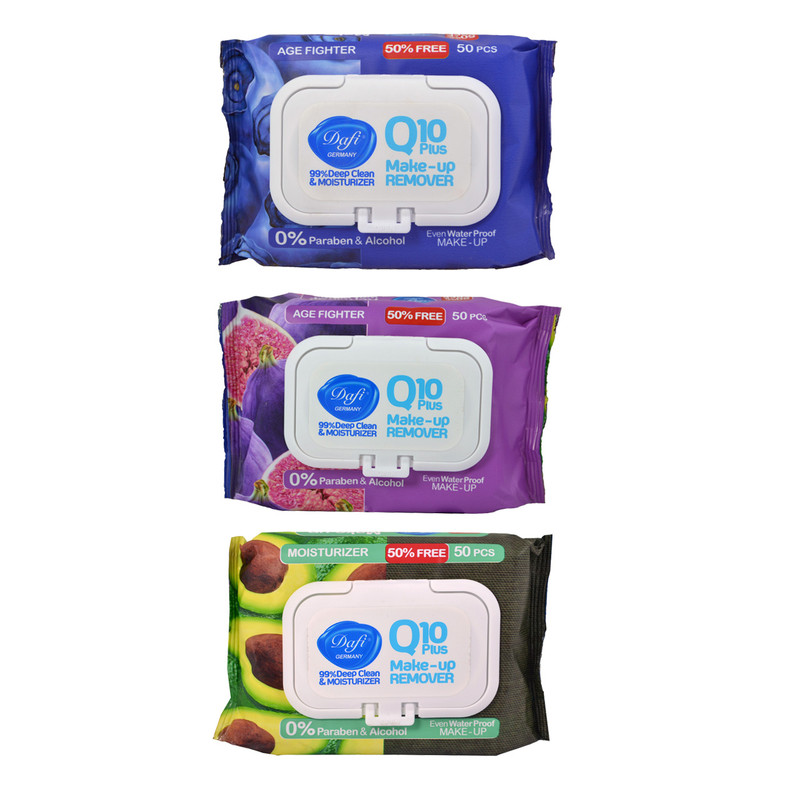 دستمال مرطوب پاک کننده آرایش دافی مدل Q10 fruit بسته 50 عددی مجموعه 3 عددی دستمال مرطوب پاک کننده آرایش دافی مدل Q10 fruit بسته 50 عددی مجموعه 3 عددی
