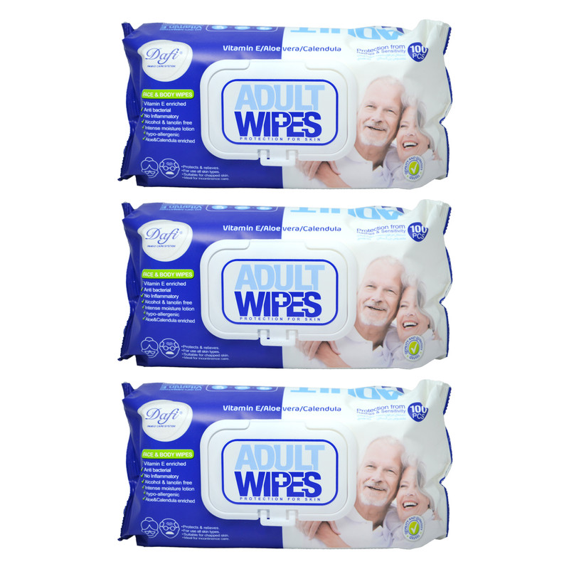 دستمال مرطوب دافی مدل Adult Wipes مجموعه 3 عددی دستمال مرطوب دافی مدل Adult Wipes مجموعه 3 عددی