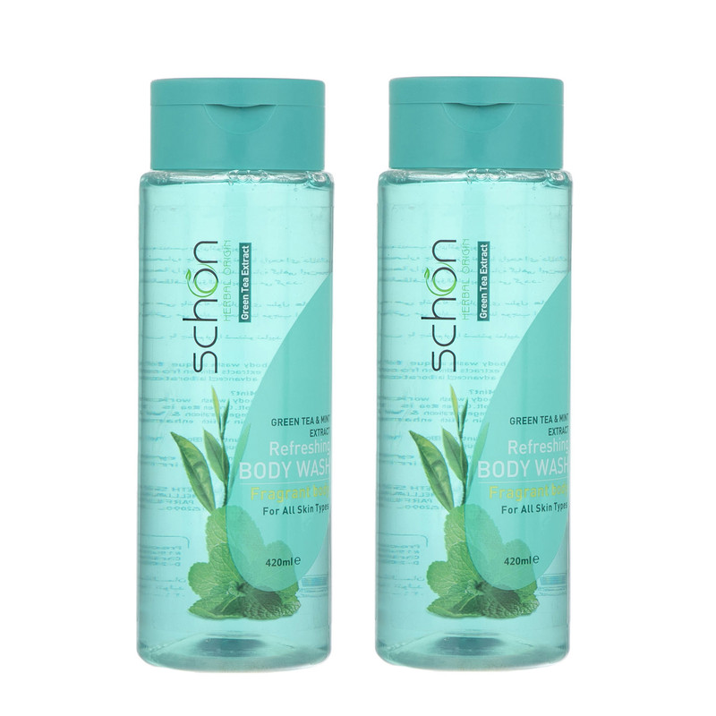 شامپو بدن شون مدل Green Tea And Mint حجم 420 میلی لیتر مجموعه 2 عددی شامپو بدن شون مدل Green Tea And Mint حجم 420 میلی لیتر مجموعه 2 عددی