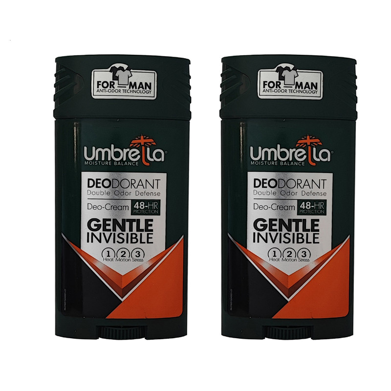 استیک ضد تعریق مردانه آمبرلا مدل GENTLE INVISIBLE حجم 90 میلی لیتر مجموعه دو عددی استیک ضد تعریق مردانه آمبرلا مدل GENTLE INVISIBLE حجم 90 میلی لیتر مجموعه دو عددی
