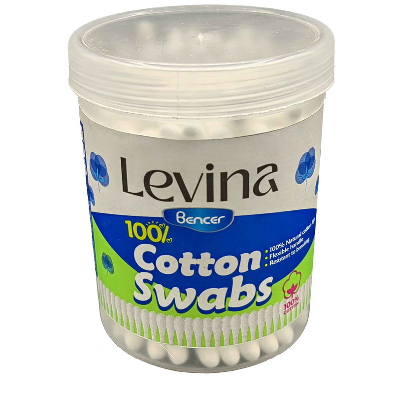 گوش پاک کن لوینا مدل cotton swabs بسته 100 عددی گوش پاک کن لوینا مدل cotton swabs بسته 100 عددی