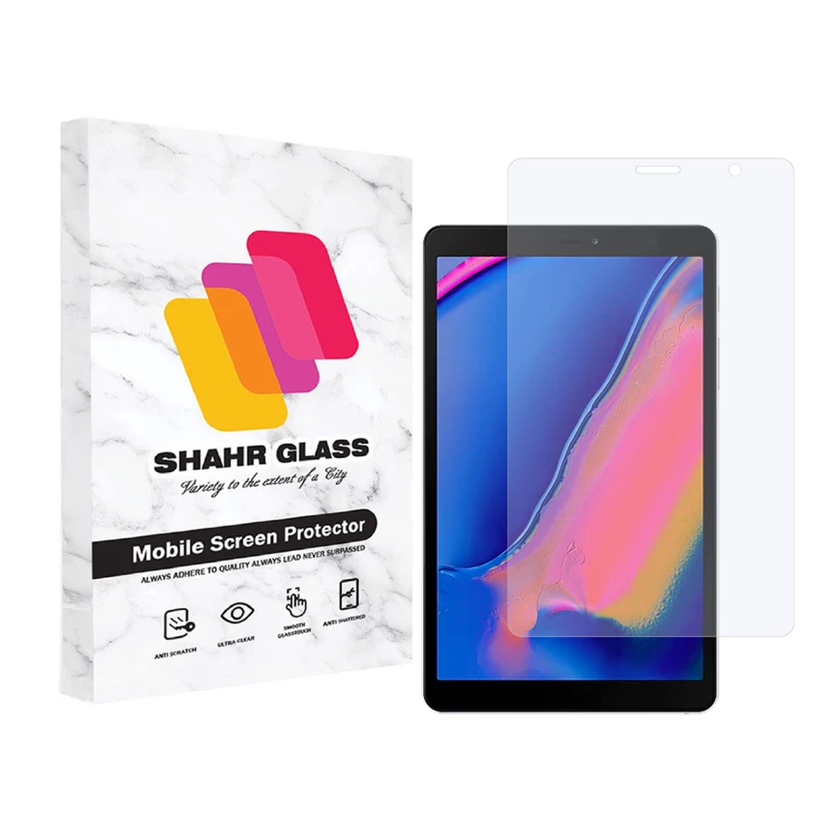 گلس تبلت سامسونگ Galaxy Tab A 8.0 S Pen شهر گلس مدل SMPT1-بی رنگ شفاف گلس تبلت سامسونگ Galaxy Tab A 8.0 S Pen شهر گلس مدل SMPT1-بی رنگ شفاف