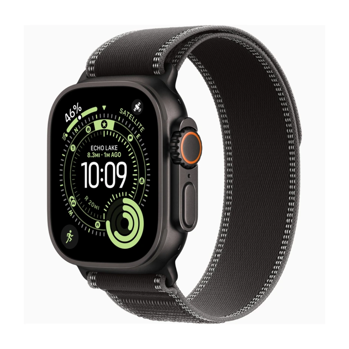 اپل واچ Ultra 3 مدل 49 میلی متری Black Titanium Case با بند Trail-بدنه مشکی بند مشکی اپل واچ Ultra 3 مدل 49 میلی متری Black Titanium Case با بند Trail-بدنه مشکی بند مشکی