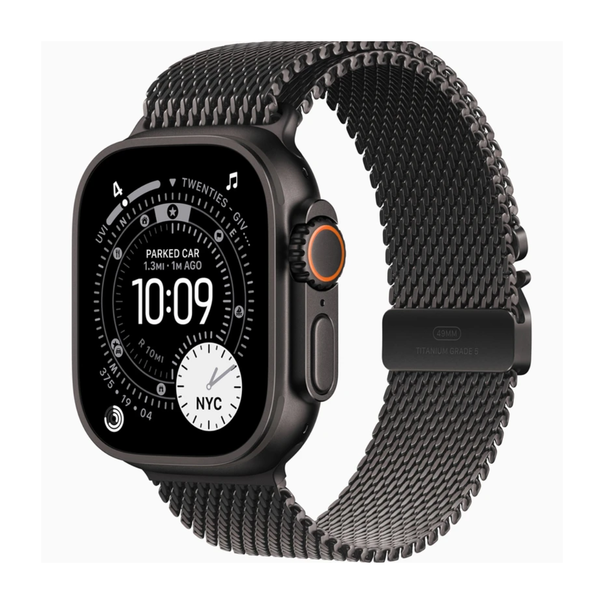 اپل واچ Ultra 3 مدل 49 میلی متری Black Titanium Case با بند Titanium Milanese-بدنه مشکی بند مشکی اپل واچ Ultra 3 مدل 49 میلی متری Black Titanium Case با بند Titanium Milanese-بدنه مشکی بند مشکی
