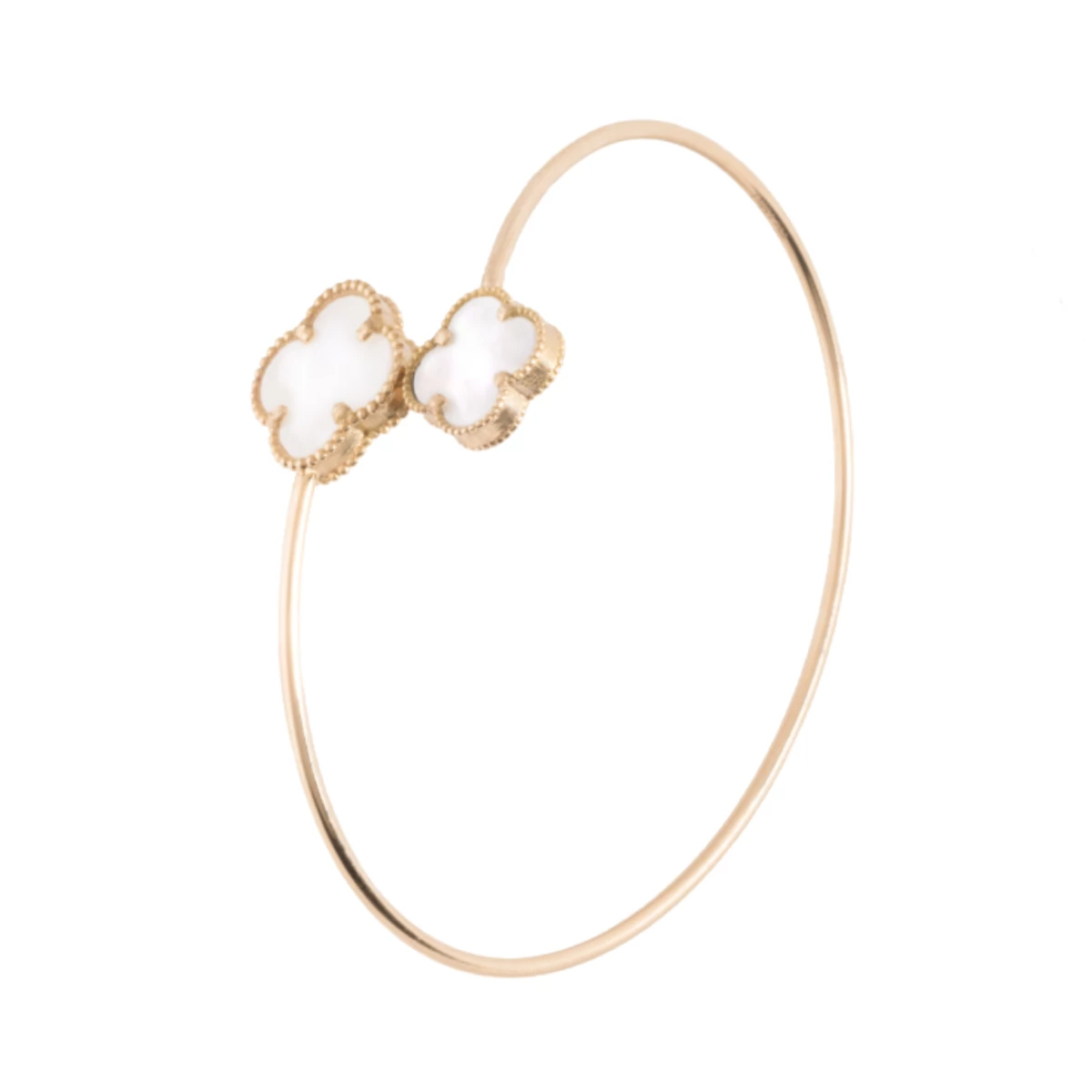 دستبند طلا زنانه سور گالری مدل بنگل ونکلیف دو گل سفید کد WB4947-3.10 دستبند طلا زنانه سور گالری مدل بنگل ونکلیف دو گل سفید کد WB4947-3.10