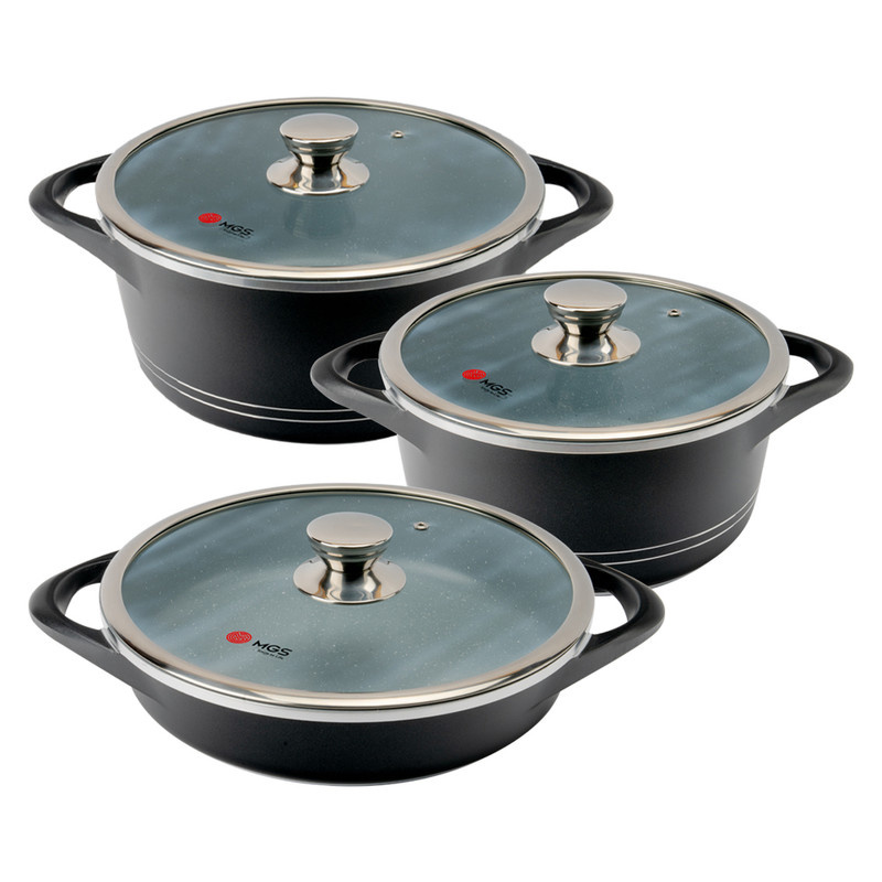 سرویس قابلمه و تابه گرانیت 6 پارچه ام جی اس مدل ایتالیا B