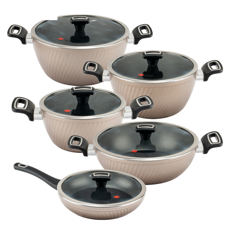 سرویس قابلمه و تابه گرانیت 10 پارچه ام جی اس مدل ماینز فورج کد 002 سرویس قابلمه و تابه گرانیت 10 پارچه ام جی اس مدل ماینز فورج کد 002