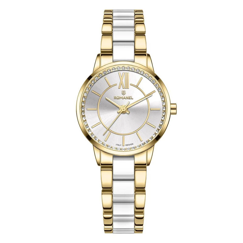 ساعت مچی عقربهای کوارتز زنانه رومانل مدل RM305001L-J-بدنه طلایی بند سفید طلایی ساعت مچی عقربهای کوارتز زنانه رومانل مدل RM305001L-J-بدنه طلایی بند سفید طلایی