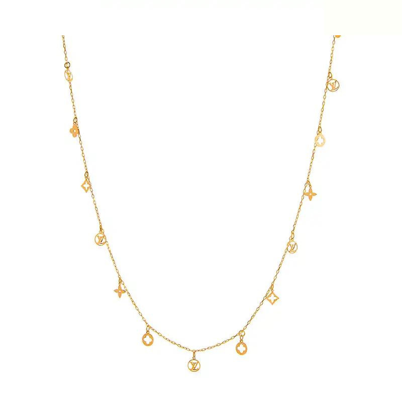 گردنبند طلا با طرح حلقهای (فلامینگو) 18 عیار زنانه گالری قو طلایی مدل لویی ویتون