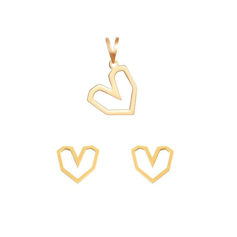 نیم ست طلا 18 عیار زنانه گالری قو طلایی مدل قلب جذاب نیم ست طلا 18 عیار زنانه گالری قو طلایی مدل قلب جذاب