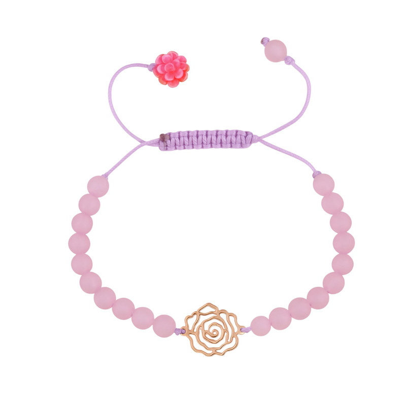 دستبند طلا 18 عیار زنانه با بند مهرهای گالری قو طلایی مدل  گل رز