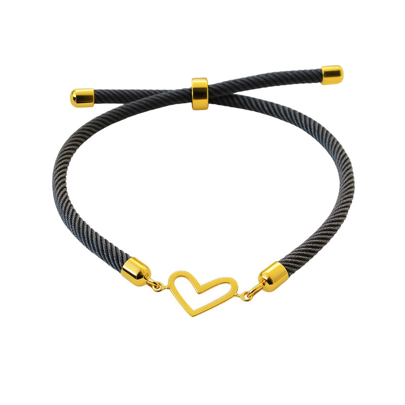 دستبند طلا 18 عیار زنانه با بند بافت گالری قو طلایی مدل  قلب فرماتیک