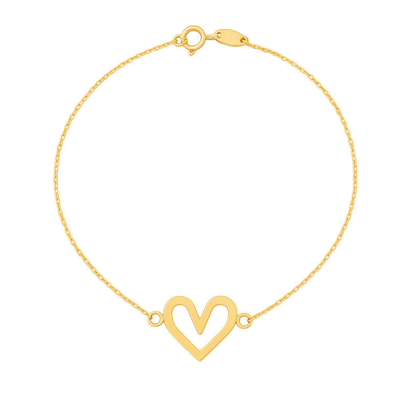 دستبند زنجیری طلا 18 عیار زنانه گالری قو طلایی مدل قلب جذای