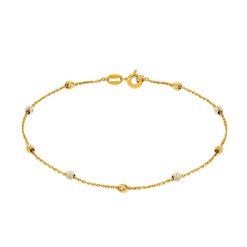 دستبند زنجیری طلا 18 عیار زنانه گالری قو طلایی مدل گوی البرنادو