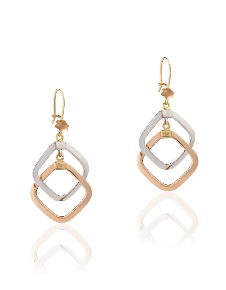 گوشواره طلا 18 عیار اپال گلد مدل  تاج مربعی