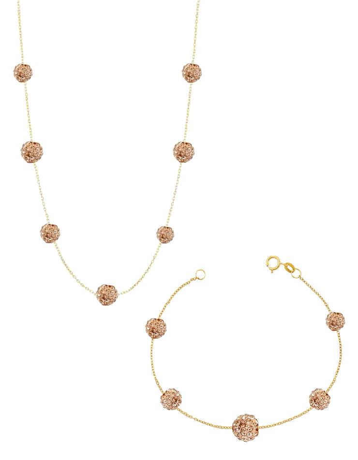 نیم ست طلا 18عیار اپال گلد مدل سواروسکی گوی طلایی نیم ست طلا 18عیار اپال گلد مدل سواروسکی گوی طلایی