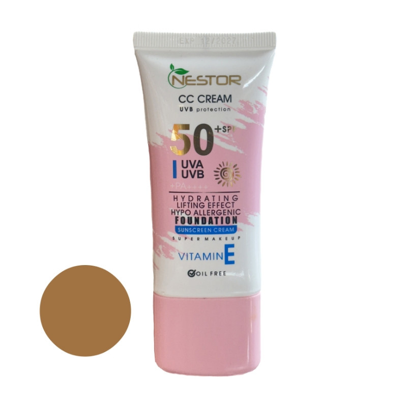 کرم ضد آفتاب رنگی نستور SPF 50 شماره 4 مدل ویتامین E حجم 50 میلیلیتر کرم ضد آفتاب رنگی نستور SPF 50 شماره 4 مدل ویتامین E حجم 50 میلیلیتر