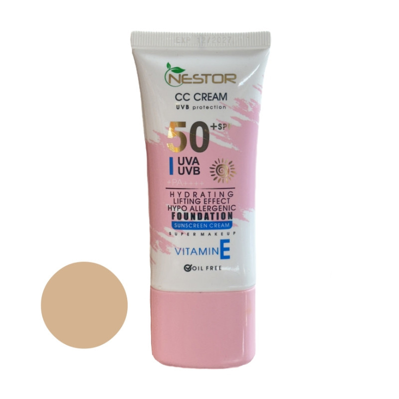 کرم ضد آفتاب رنگی نستور SPF 50 شماره 1 مدل ویتامین E حجم 50 میلیلیتر کرم ضد آفتاب رنگی نستور SPF 50 شماره 1 مدل ویتامین E حجم 50 میلیلیتر